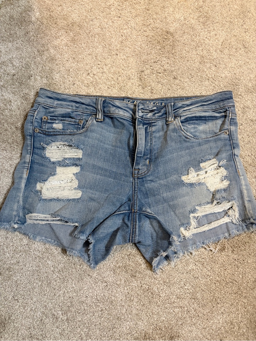 American Eagle Outfitters Distressed Light Blue Denim Shorts